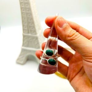 Sterling silver ring. Handmade with natural authentic malachite stone